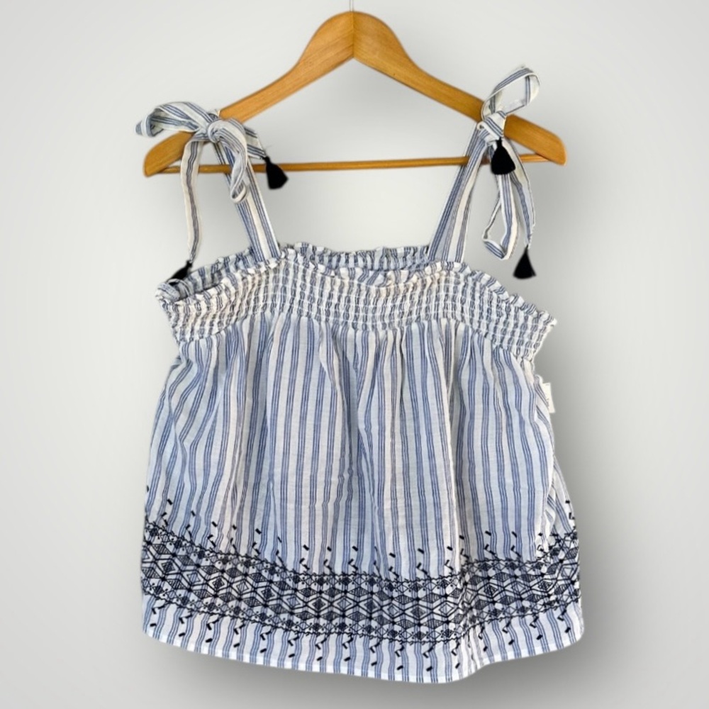 Old Navy Blue and White Striped Blouse
